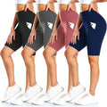 FULLSOFT Biker Shorts for Women - 4 Pack High Waisted Tummy Control with Pockets | 8" Length