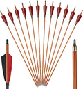 TOPARCHERY Premium 30" Carbon Hunting Arrows - 4" Real Turkey Feathers Fletching | 500 Spine for Recurve & Long Bow - 12 Pack