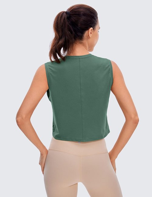 CRZ YOGA Pima Cotton Cropped Tank | Women's Sleeveless Athletic Workout Top - Loose Fit