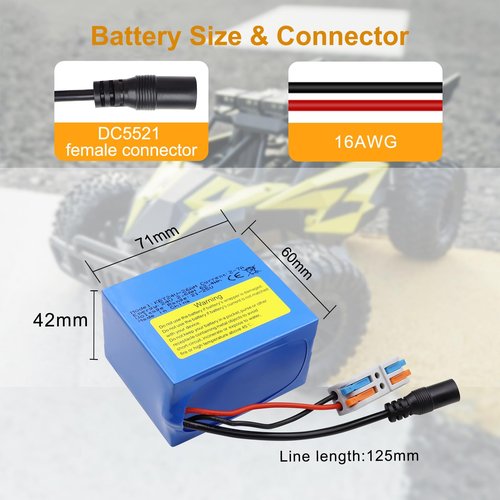 KBT 24V 2.6Ah Rechargeable Lithium Replacement Battery with Charger, Charging Cable, Cable Connector