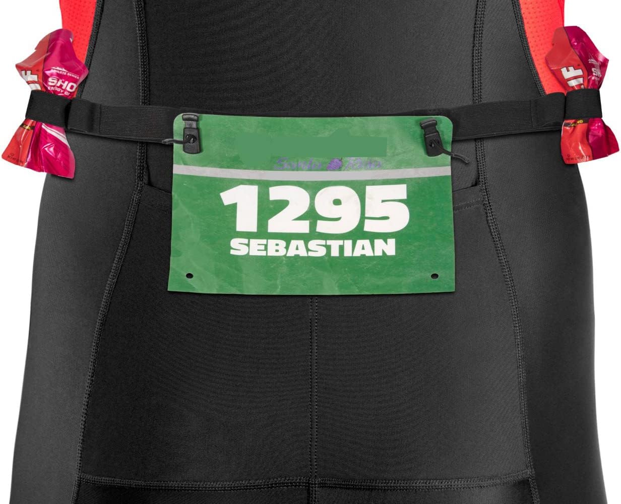 SLS3 Triathlon Race Belt - Lightweight Bib Holder with 6 Gel Loops & Toggle Clips | Easy to Use for Races