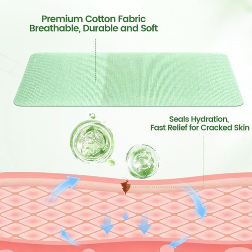 DooWee Aloe Vera Cracked Skin Patches - 50 Large Hydrating Bandages for Dry Heels & Hands | 3x2 Inch