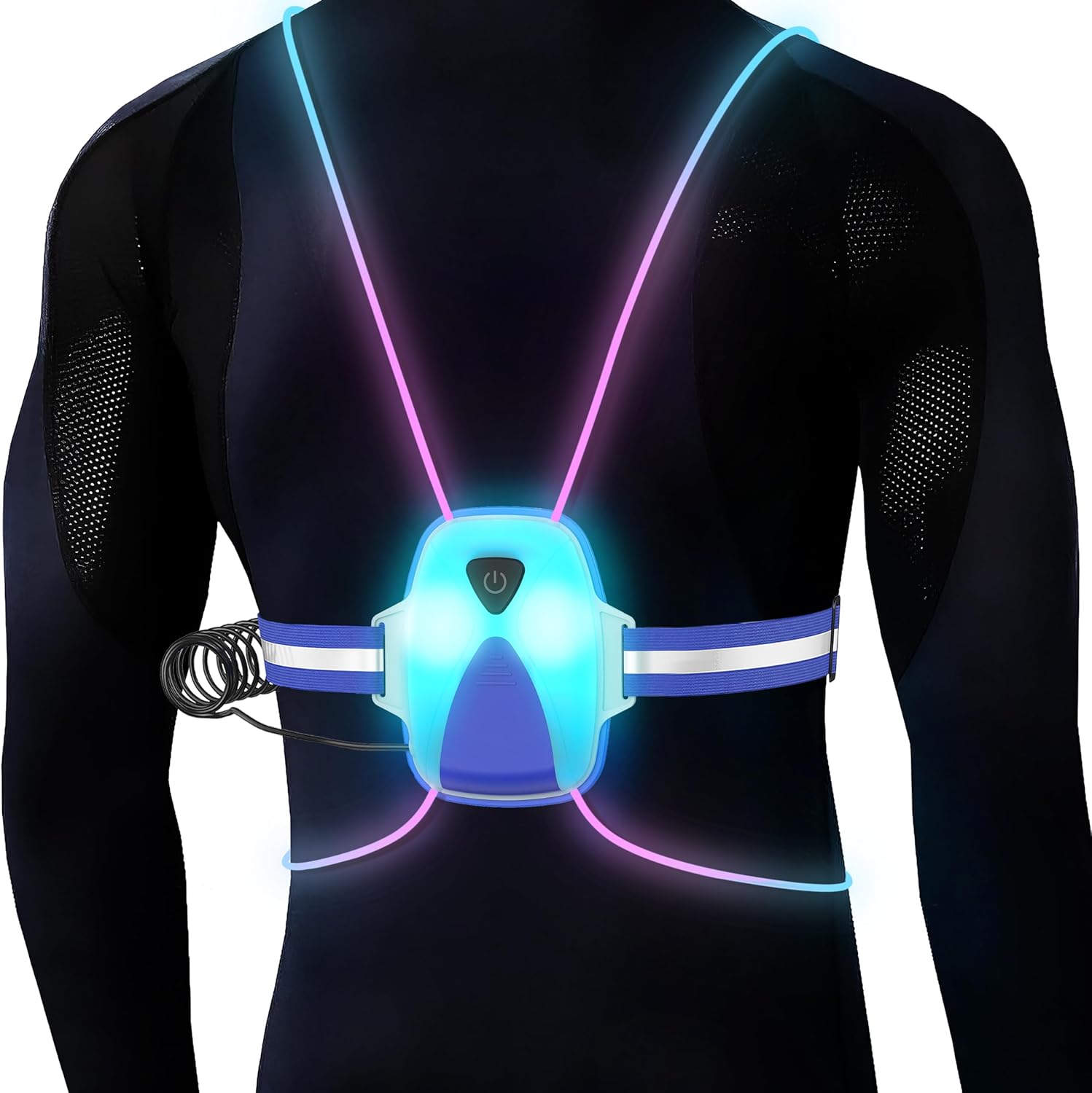 Skiennix LED Reflective Running Vest - USB Rechargeable Safety Lights for Men & Women | 3 Modes, 7 Colors