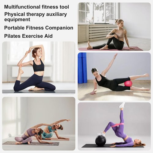 JIAOHENANZE Home Pilates Kit for Women， Pilates Essentials Kit for Women，Pilates Equipment，14 Inch Fitness Circle, 9 Inch Yoga Ball 5 Resistance Bands for Beginners Home Workouts (Purple 13Pcs)