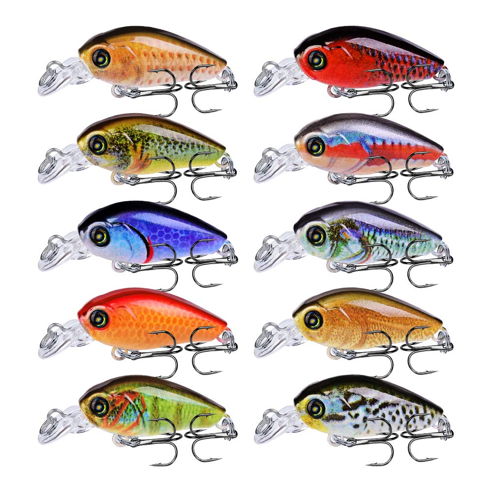 Sunlure Crankbaits Fishing Lures Kits Swimbaits Wobbler Hard Baits Mini Lure for Bass Trout Pike Freshwater Saltwater 10pc/Pack