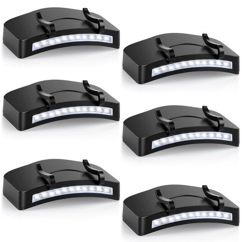 Lytoybe 6 Pcs Hat Clip Light, 11 LED Cap Lights Clip on Hat, IPX5 Waterproof Hands-Free Flashlight for Running, Working, Biking, Camping(AAA Batteries not Included)