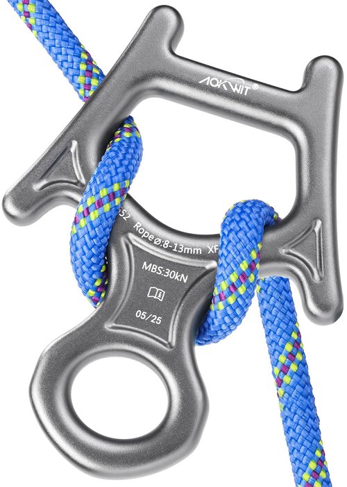 30kN Figure 8 Descender 7075 Aluminum Alloy Heavy Duty Belaying and Rappelling Device Tree Climbing Gear for Rock Climbing Mountaineering Arborist Caving Rescue Aerial Work Yoga 8-12mm Ropes