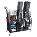 STUFFSTASH Golf Bag Organizer; Bags, Shoe and Accessories Storage for Garage; Mens Cart Stand Caddy Organizers; Fits 2 Golf Bags; Sports Equipment Rack for Shed; Club Basket Locker; Ball Holder