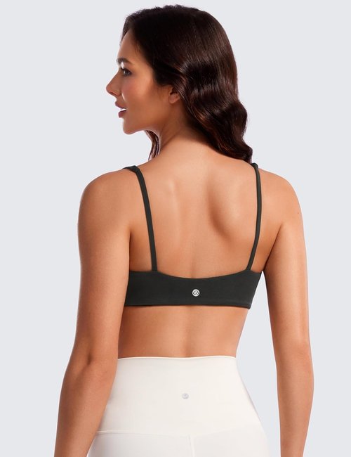 CRZ YOGA Sports Bra - Butterluxe Square Neck Wireless Padded Cami Crop Top for Women