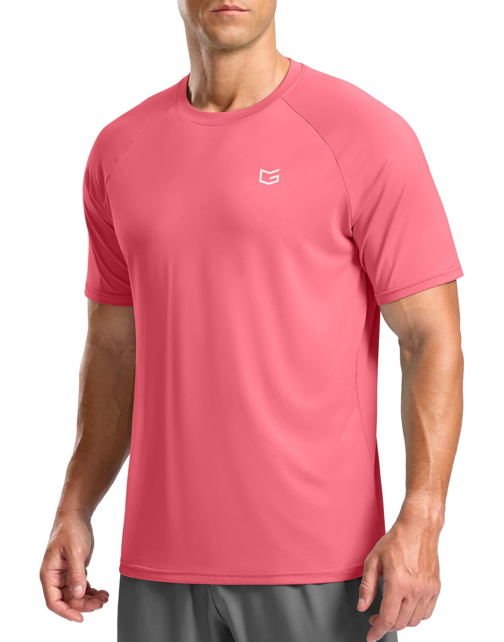 G Gradual Men's Athletic Workout T-Shirts Moisture Wicking Cooling Running Shirts Short Sleeve Performance Tee for Gym Tennis(Pink,XL)