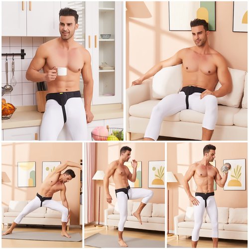 Inguinal Hernia Belt for Men, Medical Grade Hernia Support Truss for Single Inguinal or Sports Hernias, Adjustable Compression Pad & Breathable Waist Strap for Pain Relief, Discreet Left or Right Side