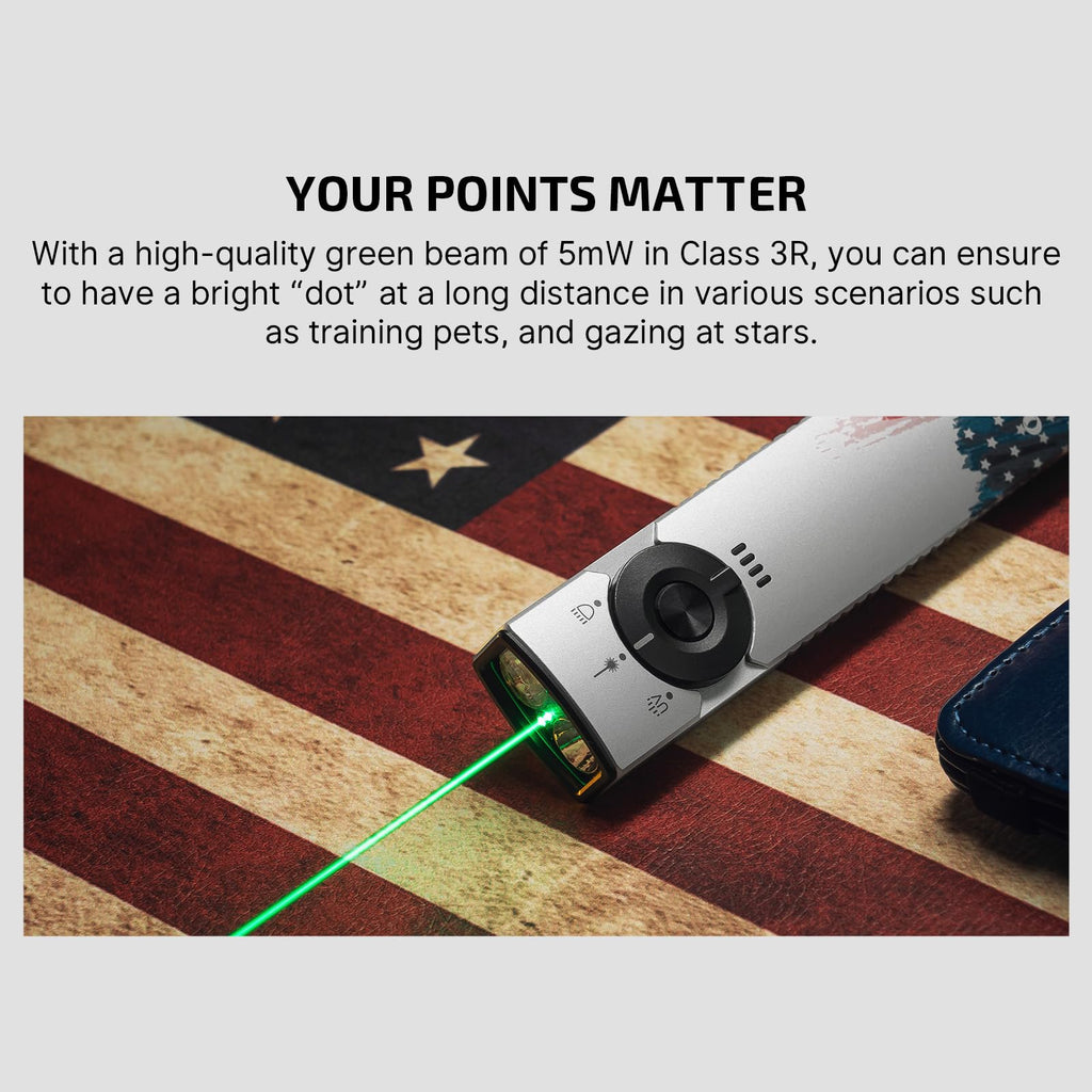 OLIGHT Arkfeld Pro Rechargeable EDC Flat Flashlight with Green Beam, UV and White LED Combo, 1300 Lumens Portable Pocket Lights, Triple Sources for Emergency Working (Stars & Stripes Edition CW)