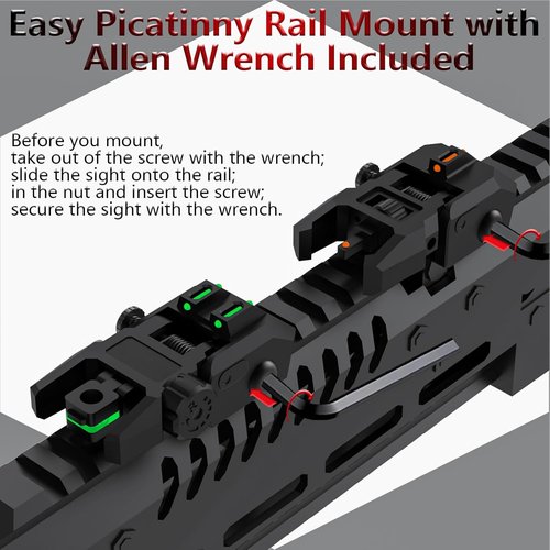 **Skiennix Fiber Optic Sights - Tool-Free Adjustable Front & Rear with Green/Red Dots**