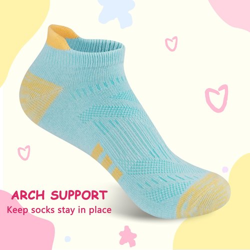 Comfoex 12 Pairs Girls Athletic Ankle Socks for 4-6 6-8 8-10 Years Old Cotton Short Socks for Little Big Kids