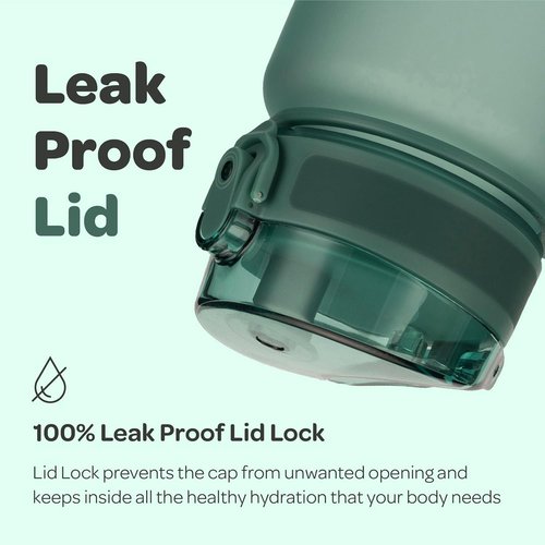 Hydracy Water Bottle - Large BPA-Free with Time Marker & Fruit Infuser | Leak-Proof Gym Bottle