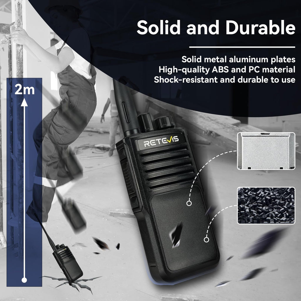 Retevis P2 IP68 Waterproof 2 Way Radio Long Range, GMRS Rechargeable Two Way Radio Long Distance,Professional Walkie Talkies Rechargeable,2500mAh,IP68,Noise Cancelling,for Warehouse Industrial(2 Pack)