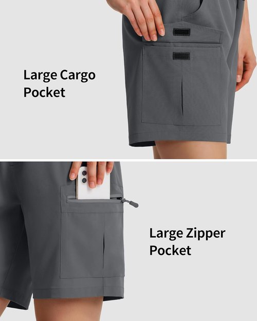 Ksmien Women's Hiking Cargo Shorts - Lightweight Quick-Dry Design with Zipper Pockets | Perfect for Travel & Golf
