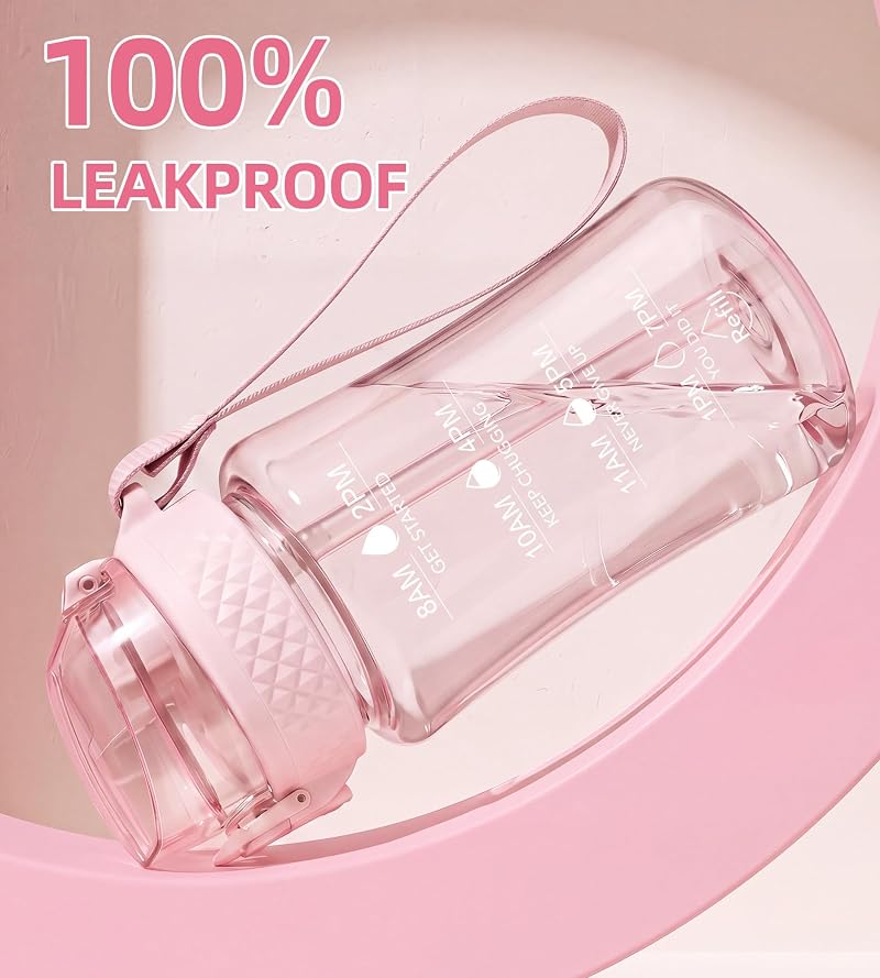 OLDLEY Kids Water Bottle with Straw 12oz Cherry Blossom - Tritan BPA-Free, Time Marker