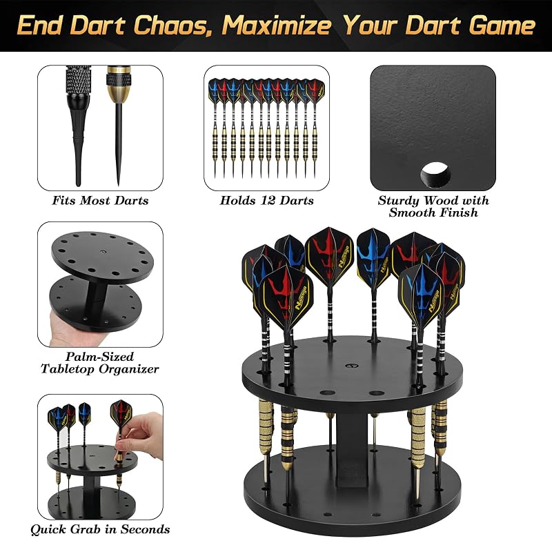 Wooden Dart Holder Stand for Desk or Shelf – Holds 12 Fully Assembled