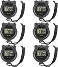 Skiennix Digital Sport Stopwatch Timer - Large Display with Date, Time & Alarm | 6-Pack, Black
