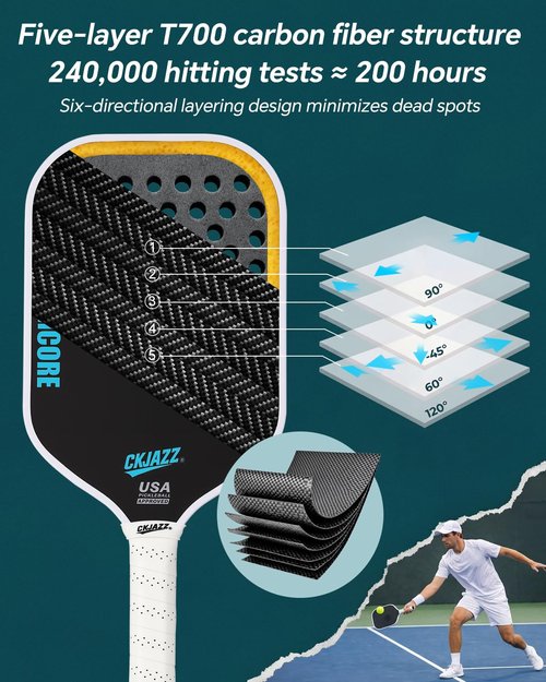 Pickleball Paddle – Carbon Fiber Pickleball Paddle – 100% Foam Core Performance Paddle