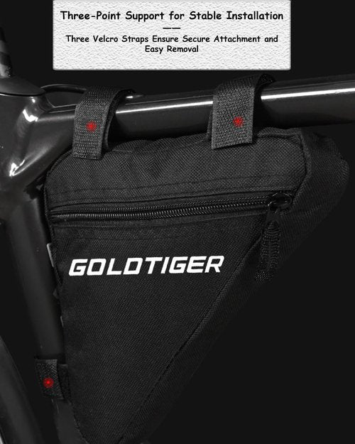 GoldTiger Ultra-Lightweight Triangle Bike Frame Bag，Spacious, Easy-Access Saddle Pouch for Cycling Essentials - Secure & Durable (Triangle Pouch)