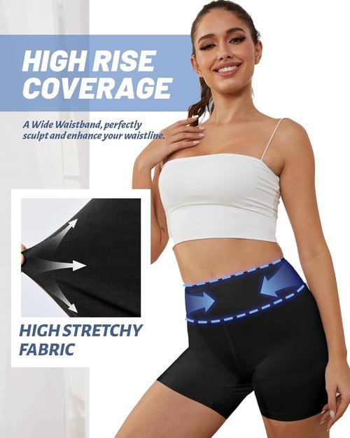 NexiEpoch Biker Shorts for Women - High Waisted Black Spandex for Yoga & Dance | 3"/5"/8" Lengths