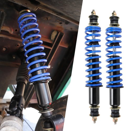 Roykaw Golf Cart Front/Rear Shock Absorber Kit Heavy Duty Coil Over Shocks Compatible with EZGO TXT/Medalist 1994-up Gas & Electric Models, 2 Packs, OEM# 70928-G01, 76418-G01, 70630-G01
