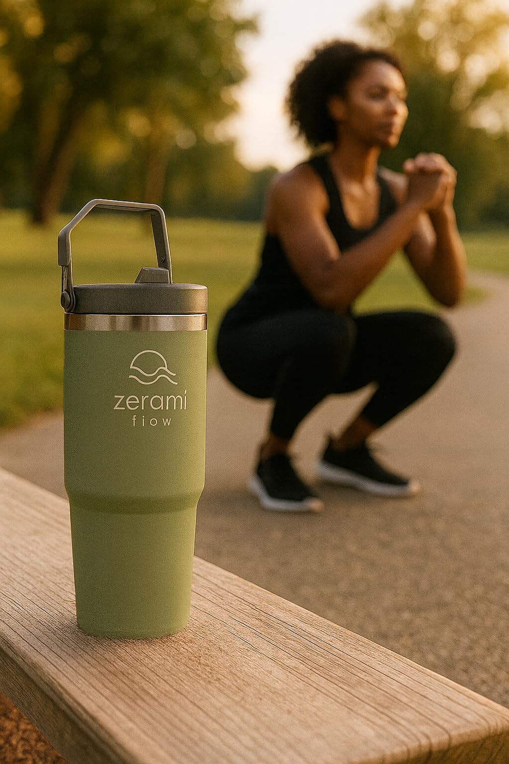 Zerami Flow 30 oz Tumbler with Handle & Flip Straw Lid – Cupholder-Friendly Insulated Stainless Steel Travel Mug, Leak-Resistant Twist Lid, Double Wall Vacuum, BPA-Free, Fits Car Cup Holder (Purple)