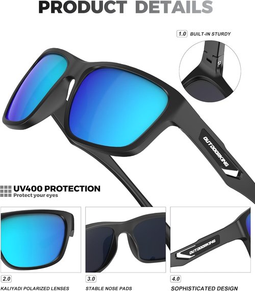 KALIYADI Polarized Sunglasses Men Sports-Sunglasses: Classic Sun Glasses for Driving, Fishing for Women with UV400 Protection