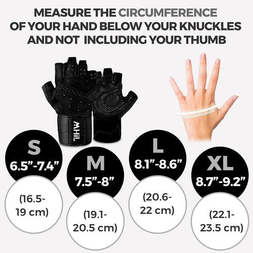 MhIL Workout Gloves for Women - Breathable Gym Gloves with Palm Protection & Enhanced Grip | Padded Weightlifting Gloves with Wrist Wrap Support