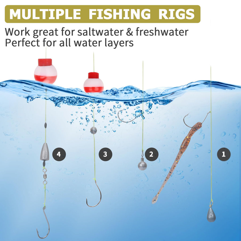 TRUSCEND Complete Fishing Accessories - Tackle Box with Tackle Included, Fishing Hooks, Jig Heads, Sinkers, Weights, Swivels, Snaps, Bobbers, Leaders - Fishing Gear Set for Bass Trout Panfish Walleye