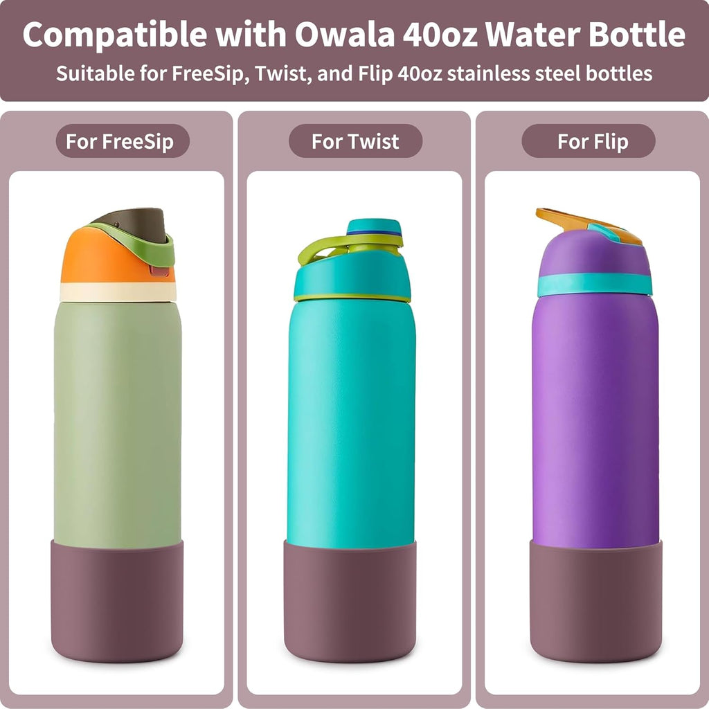Owala Silicone Water Bottle Boot - Anti-Slip Protective Sleeve for 40 oz Stainless Steel Bottles | Reddish Brown