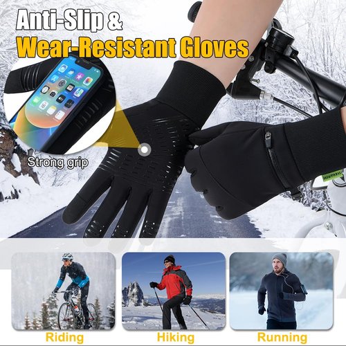 Yunkevivo Winter Gloves for Men Women Waterproof Glove,Touchscreen Gloves Thermal Snow Gloves for Running Cycling Driving (X-Large)