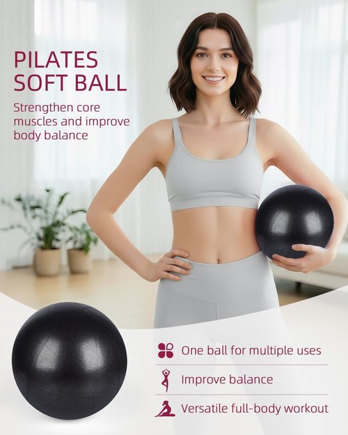 Abahub Pilates Ring Set, Home Workout Pilates Equipment Pilates，14”Magic Circle, 9”Mini Ball, Highly Elastic Resistance Bands, Hoop for Women Home Fitness, Toning Arms, Thighs/Legs & Core, Black Set
