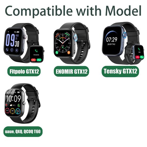 GTX13, GTX12 Smart Watches Band, Lamshaw 22mm Breathable Nylon Woven Fabric Replacement Accessory Strap Compatible for Fitpolo GTX12, ENOMIR GTX12, Tensky GTX12, uaue T60, QXQ T60, QCOQ T60 Smart Watches (22mm size band, 2 Pack-Black+Gray)