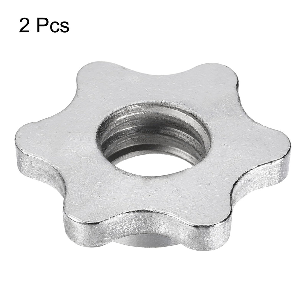 uxcell Dumbbell Hex Nut, 2Pcs M28 Anti-Slip Lock Collar Screw for Barbell Dumbbell Weight Lifting Silver