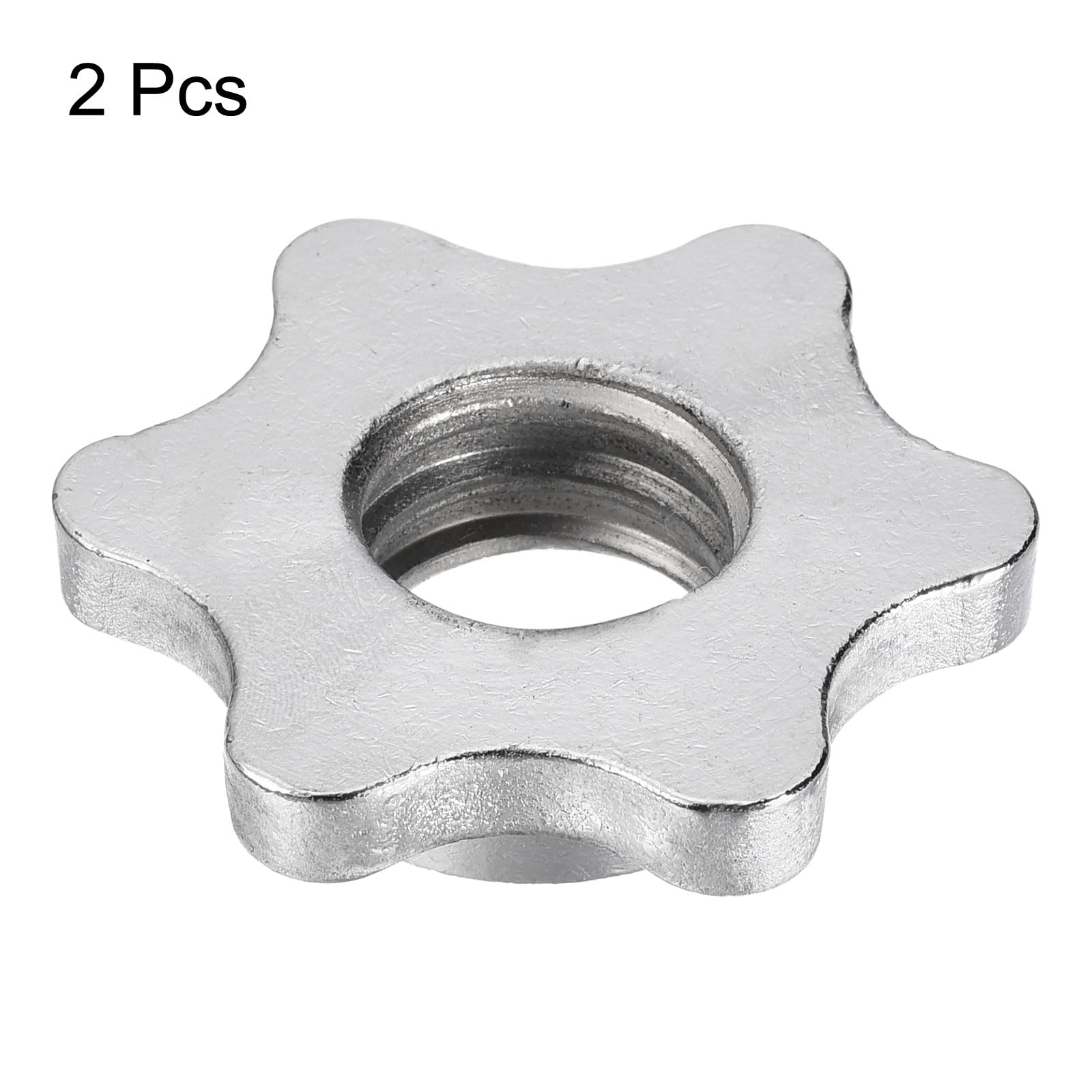 uxcell Dumbbell Hex Nut, 2Pcs M28 Anti-Slip Lock Collar Screw for Barbell Dumbbell Weight Lifting Silver