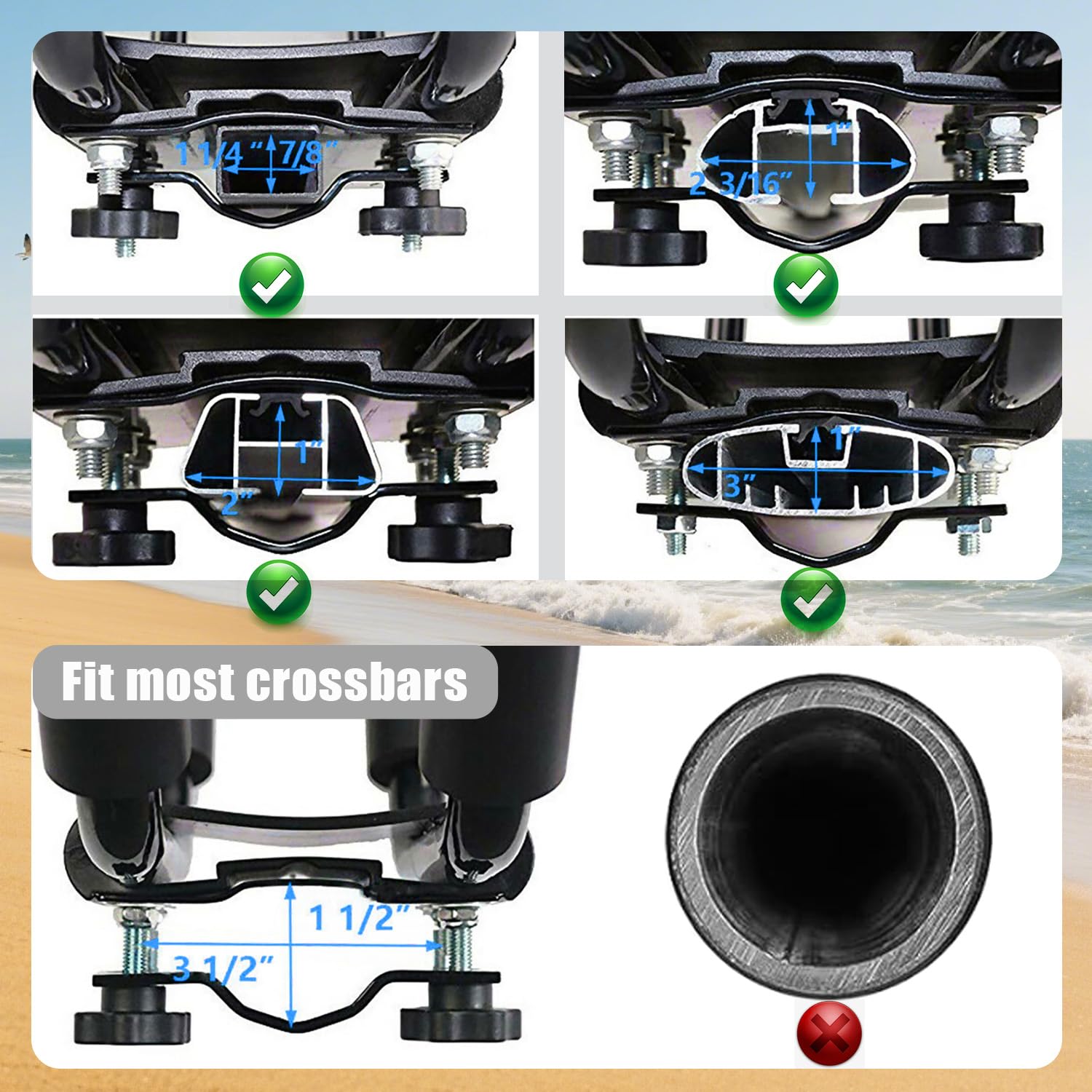 DOHUSPLE Kayak Roof Rack for 2 Kayaks Carrier, Kayak J Bar Hooks Roof Mount Racks for Universal Cars, SUV, Truck, Set of 4 Racks