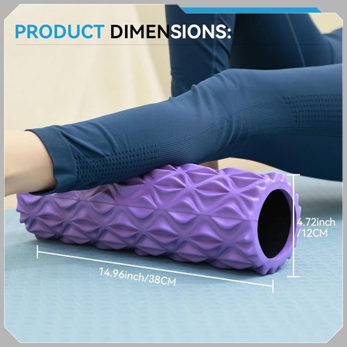 Foam Roller - 15-Inch Deep Tissue Massager for Myofascial Release & Muscle Recovery | Purple