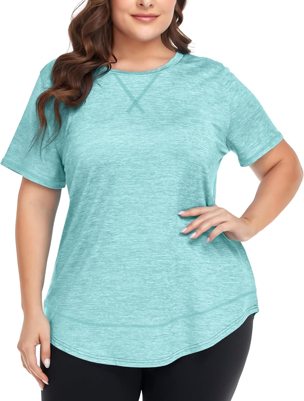 COOTRY Plus Size Workout Tops - Short Sleeve Loose Fit Athletic Shirts for Gym & Yoga