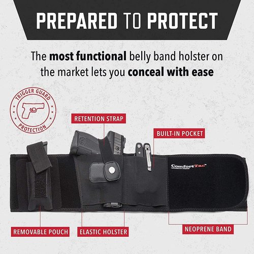 ComfortTac Belly Band Holster - Versatile Gun Holster for Men & Women | Fits Most Pistols & Revolvers