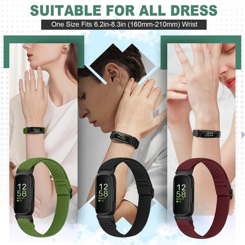 XFYELE Elastic Nylon Bands Compatible with Fitbit Inspire 3/Inspire 2/Inspire HR/Inspire/Ace 3/Ace 2, Soft Adjustable Stretchy Straps Replacement Wristband for Women Men