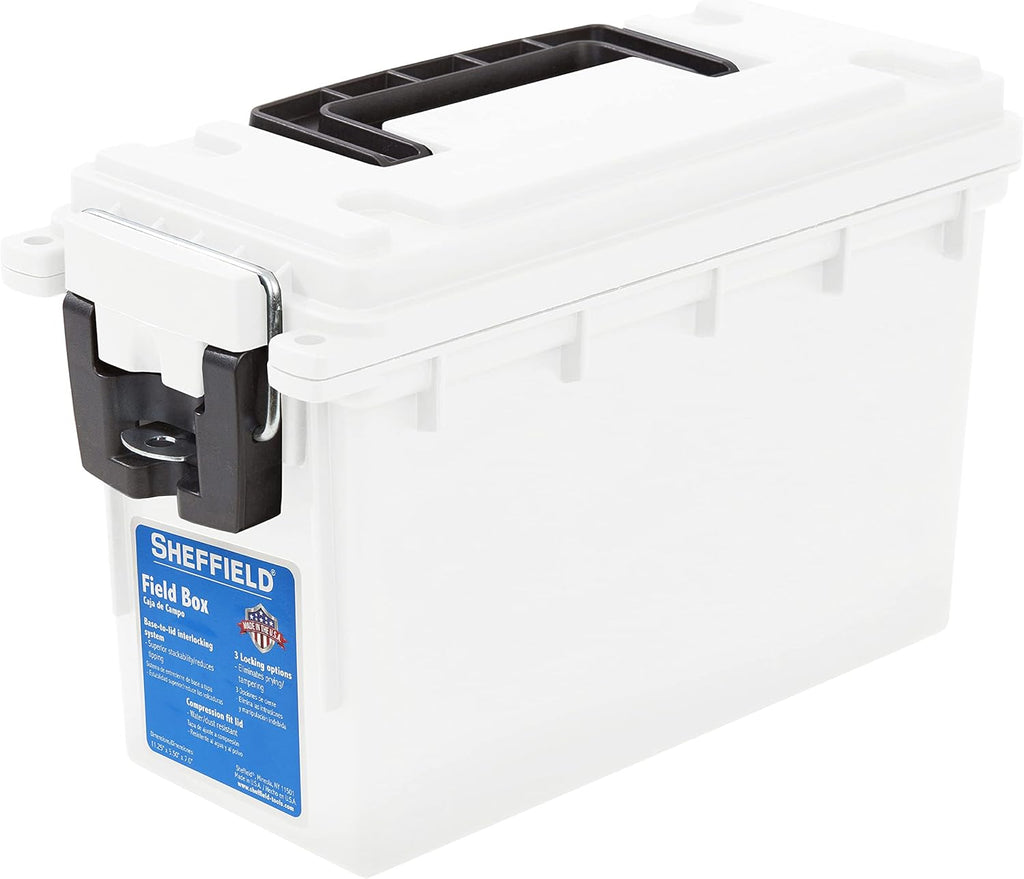 Sheffield 12634 Ammo Storage Box - Tamper-Proof Locking, Water Resistant, Stackable | Pistol, Rifle, Shotgun