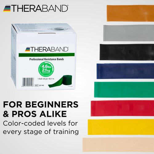THERABAND Resistance Band, Green, Heavy, 50-Yard Roll, Elastic Band for Strength Training, Stretching, Yoga, Pilates, Physical Therapy, Portable & Cut-to-Length, Color-Coded Levels