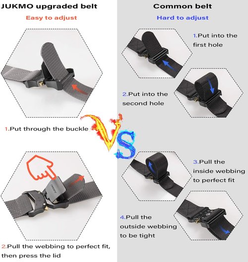 JUKMO Tactical Belt - 1.5" Military Hiking Rigger Nylon Web Work Belt with Heavy-Duty Quick Release Buckle