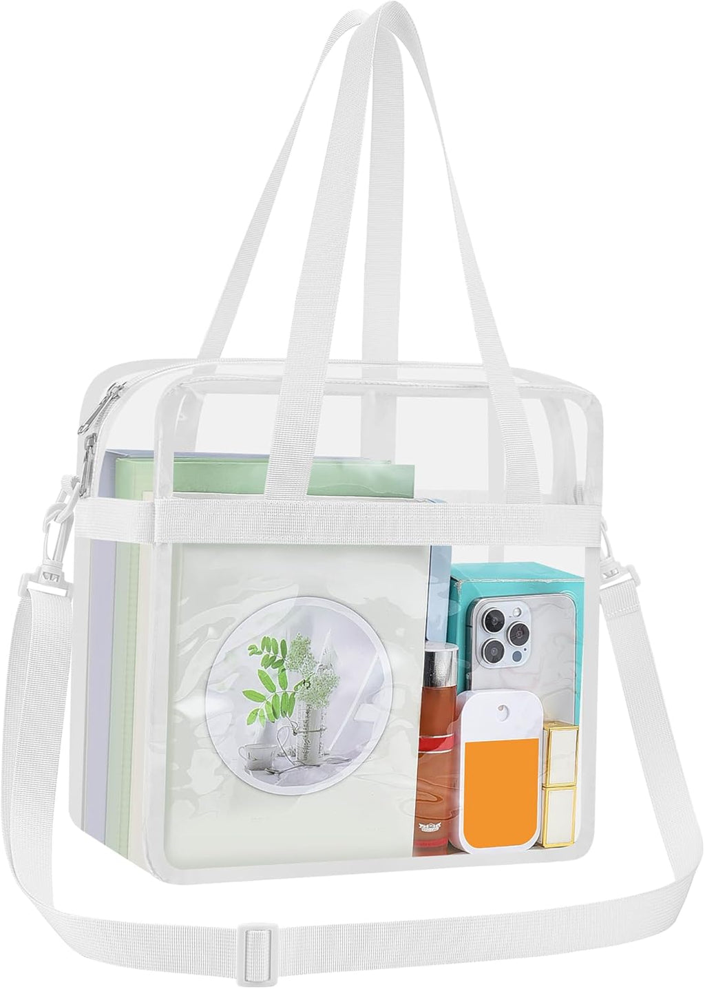 USPECLARE Clear Tote Bag - Transparent Stadium Bag for Events | 12x6x12 Size for Work & Sports