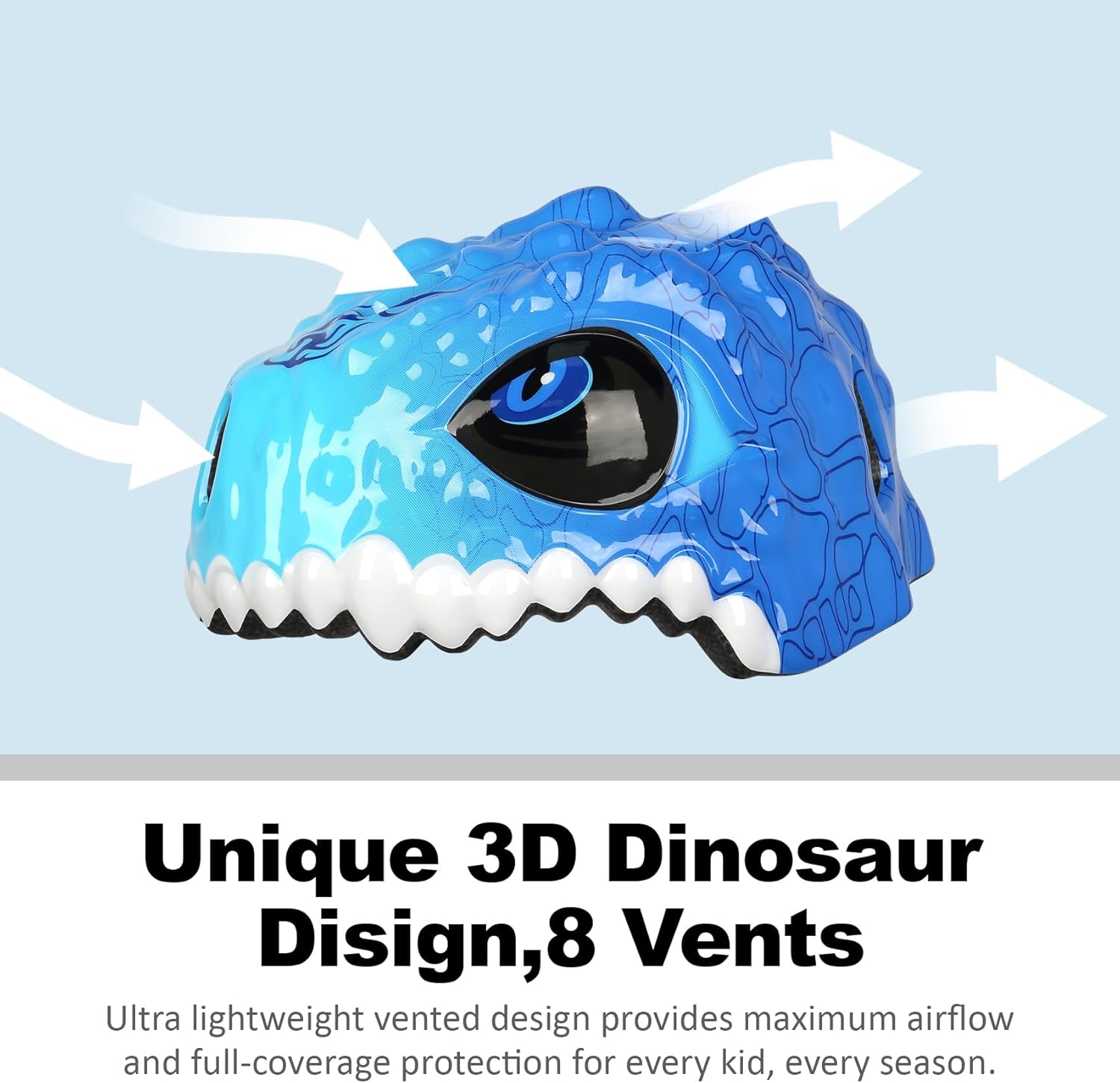 Skiennix Toddler Bike Helmet - 3D Dinosaur Design for Kids Aged 1-8 Years - Lightweight & Adjustable