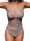CUPSHE Women's One Piece Swimsuit Tummy Control Bathing Suit V Neck Swimwear L