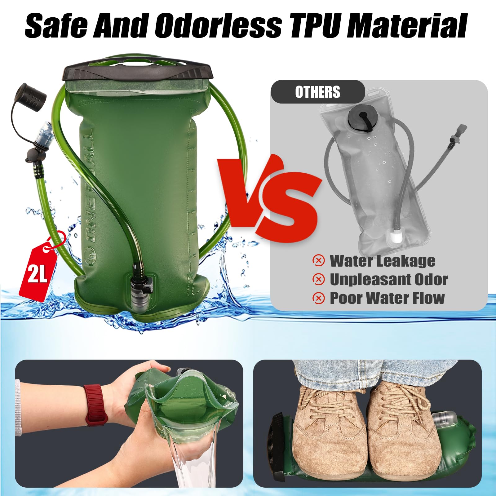 ONETOALL Running Vest with 2L Leakproof Water Bladder, Chest Pack for Hunting with Insulated Compartment for Men & Women Running, Cycling, Camping, Hiking, Skiing